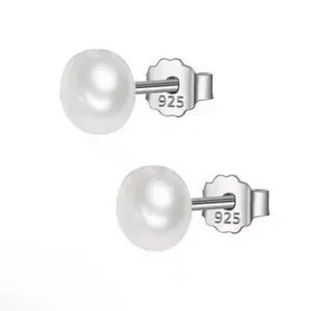 925 Sterling Silver Pearl Stud Earrings